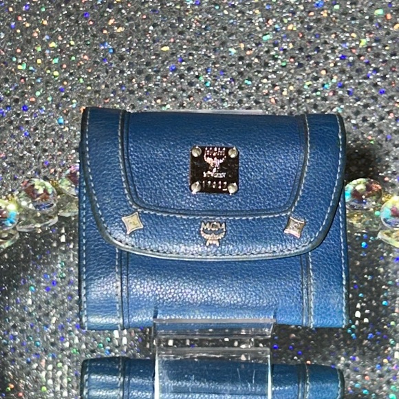 MCM Handbags - MCM Sapphire Teal Blue Leather Wallet 4.5” x 4” EUC